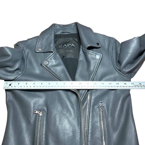 ZAPA PARIS Perfecto 100% Lamb Leather Grey Hancore Moto Jacket France Sz 36 US 4 - Picture 6 of 16